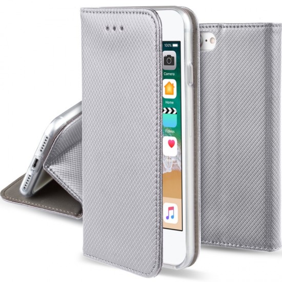 Smart Magnet Book Case priekš ZTE Blade V7 Lite - Sudrabains - sāniski atverams maciņš ar stendu (ādas maks, grāmatiņa, leather book wallet case cover stand)