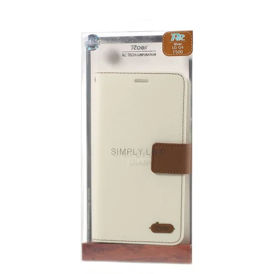 RoarKorea Simply Life Diary LG G4 H815 - Balts - sāniski atverams maciņš ar stendu (ādas maks, grāmatiņa, leather book wallet case cover stand) RoarKorea Simply Life Diary LG G4 H815 - Balts - sāniski atverams maciņš ar stendu (ādas maks, grāmatiņa, leather book wallet case cover stand)