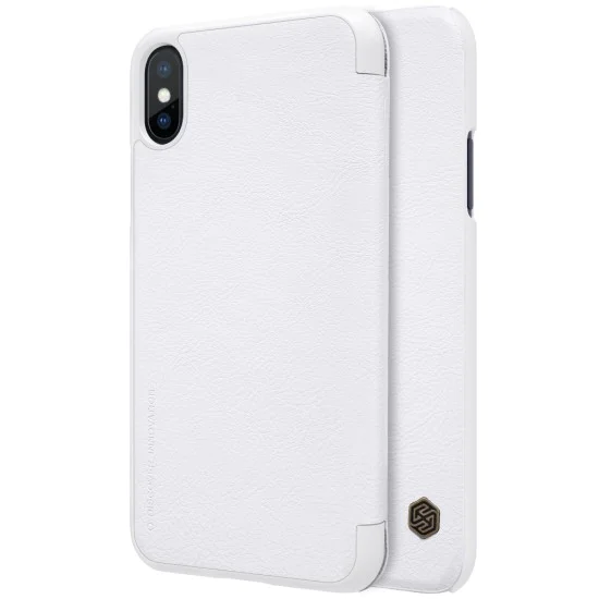 NILLKIN Qin Series Card Holder Leather Case priekš Apple iPhone X / XS - Balts - sāniski atverams maciņš (ādas maks, grāmatiņa, leather book wallet case cover) NILLKIN Qin Series Card Holder Leather Case priekš Apple iPhone X / XS - Balts - sāniski atverams maciņš (ādas maks, grāmatiņa, leather book wallet case cover)