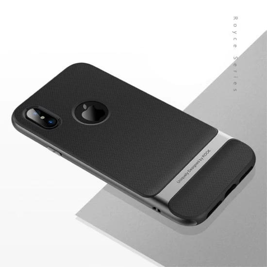 ROCK Royce Series PC and TPU Hybrid Cover for Apple iPhone X / XS - Grey - silikona ar plastikas rāmi aizmugures apvalks (bampers, vāciņš, TPU silicone cover, bumper shell) ROCK Royce Series PC and TPU Hybrid Cover for Apple iPhone X / XS - Grey - silikona ar plastikas rāmi aizmugures apvalks (bampers, vāciņš, TPU silicone cover, bumper shell)
