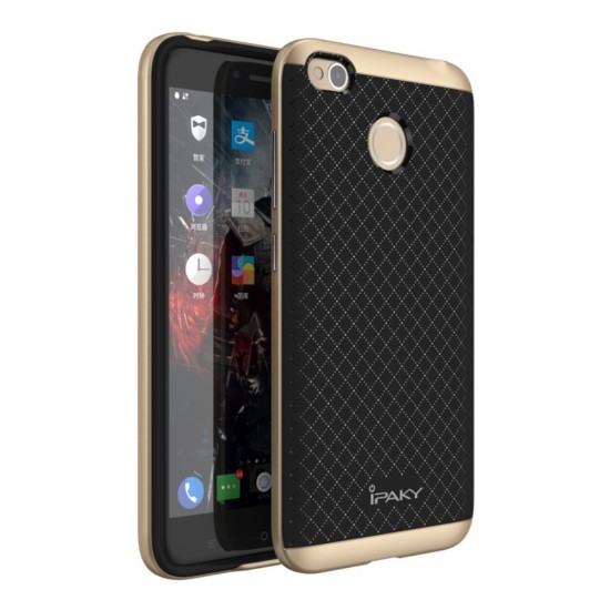 IPAKY 2-Piece PC Frame and TPU Phone Case for Xiaomi Mi A1 - Gold - silikona ar plastikas rāmi aizmugures apvalks (bampers, vāciņš, TPU silicone cover, bumper shell)