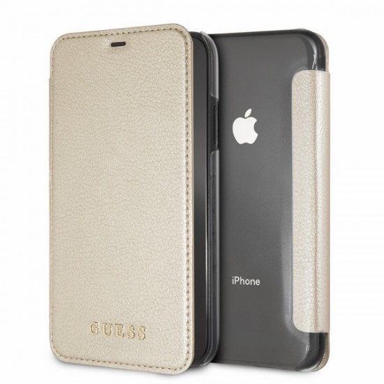 Guess Iridescent series GUFLBKI61IGLTGO для Apple iPhone XR - Золотой - чехол-книжка (кожаный чехол, leather book wallet case cover stand)