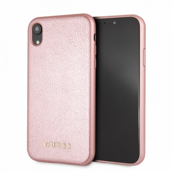 Guess Iridescent series Back Case GUHCI61IGLRG для Apple iPhone XR - Розовое Золото - кожаный чехол-накладка (тонкий бампер крышка-обложка, leather cover, bumper)