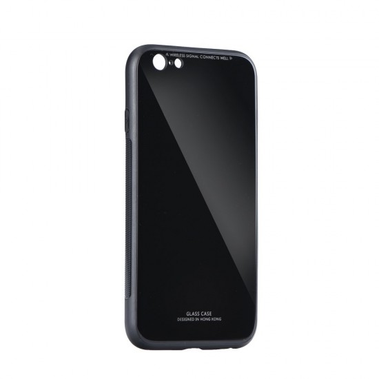 Forcell Glass Back Case priekš Huawei Mate 20 Lite - Melns - plastikas aizmugures apvalks ar aizsardzības stiklu (bampers, vāciņš, PU back cover, bumper shell)