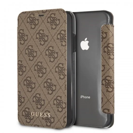 Guess Charms series GUFLBKI65GF4GBR priekš Apple iPhone XS Max - Brūns - sāniski atverams maciņš (ādas maks, grāmatiņa, leather book wallet case cover) Guess Charms series GUFLBKI65GF4GBR priekš Apple iPhone XS Max - Brūns - sāniski atverams maciņš (ādas maks, grāmatiņa, leather book wallet case cover)