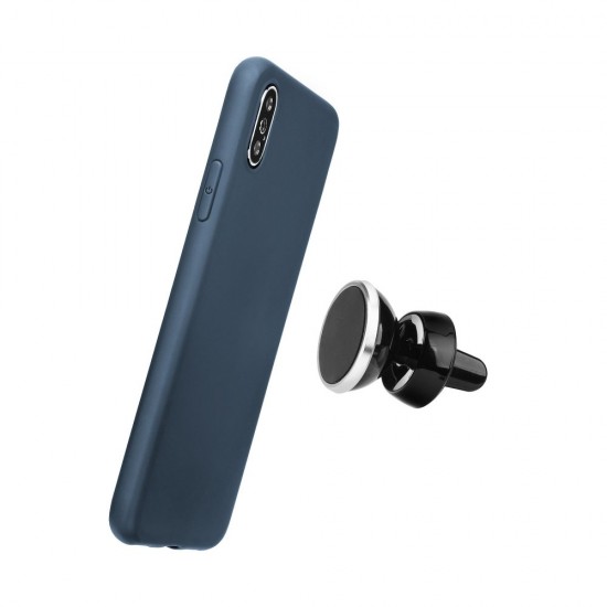 Forcell Soft Magnet Case (Microfiber) priekš Huawei Mate 20 Pro - Zils - matēts silikona aizmugures apvalks ar metālisku plāksni (bampers, vāciņš, slim TPU silicone cover shell, bumper)