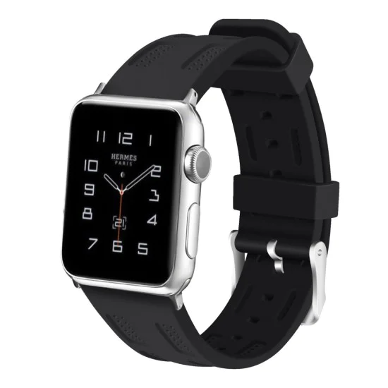 Soft Silicon Adjustable Watch Band priekš Apple Watch 42 / 44 / 45 mm / Ultra 49 mm - Melns - silikona siksniņas (jostas) priekš pulksteņiem Soft Silicon Adjustable Watch Band priekš Apple Watch 42 / 44 / 45 mm / Ultra 49 mm - Melns - silikona siksniņas (jostas) priekš pulksteņiem