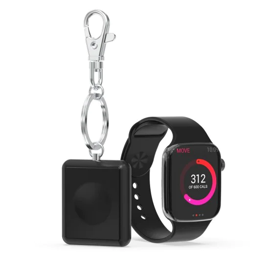 Xuenair Mini Portable Keychain Qi Wireless FOD Charger priekš Apple Watch - Melns - Universāls induktīvs bezvadu USB lādētājs paliktnis Xuenair Mini Portable Keychain Qi Wireless FOD Charger priekš Apple Watch - Melns - Universāls induktīvs bezvadu USB lādētājs paliktnis