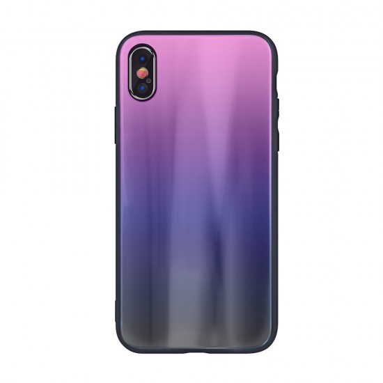 Aurora Glass Back Case для Huawei Y7 (2019) - Розовый / Чёрный - накладка / бампер из силикона и стекла (крышка чехол, TPU back cover, bumper shell)