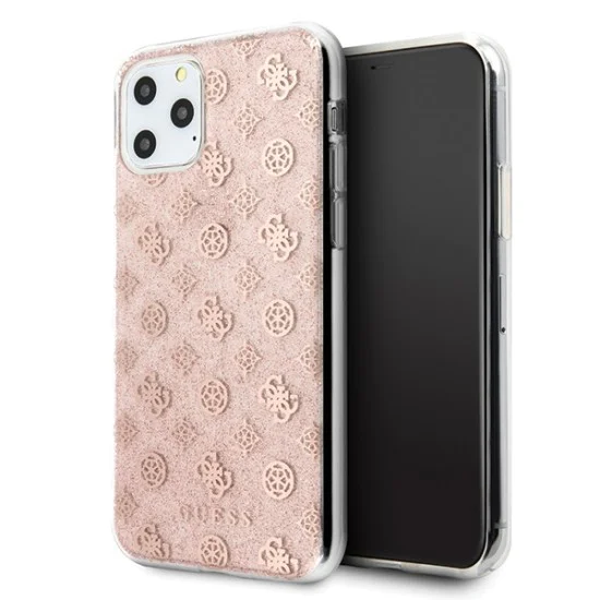 Guess 4G Peony Glitter series Back Case GUHCN58TPERG для Apple iPhone 11 Pro - Розовый - чехол-накладка из силикона и пластика Guess 4G Peony Glitter series Back Case GUHCN58TPERG для Apple iPhone 11 Pro - Розовый - чехол-накладка из силикона и пластика