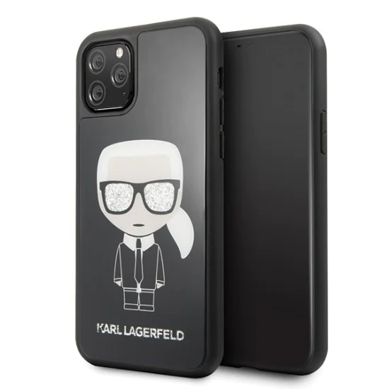 Karl Lagerfeld Iconic Karl Glitter series Back Case KLHCN58DLFKBK для Apple iPhone 11 Pro - Чёрный - чехол-накладка из силикона и пластика Karl Lagerfeld Iconic Karl Glitter series Back Case KLHCN58DLFKBK для Apple iPhone 11 Pro - Чёрный - чехол-накладка из силикона и пластика