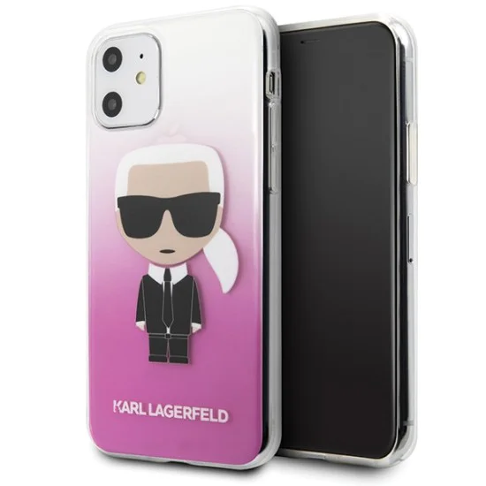 Karl Lagerfeld Iconic Karl Gradient series Back Case KLHCN61TRDFKPI priekš Apple iPhone 11 - Rozā - silikona-plastikāta apvalks / maciņš Karl Lagerfeld Iconic Karl Gradient series Back Case KLHCN61TRDFKPI priekš Apple iPhone 11 - Rozā - silikona-plastikāta apvalks / maciņš