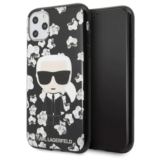 Karl Lagerfeld Iconic Karl Flower series Back Case KLHCN65FLFBBK для Apple iPhone 11 Pro Max - Чёрный - чехол-накладка из силикона и пластика Karl Lagerfeld Iconic Karl Flower series Back Case KLHCN65FLFBBK для Apple iPhone 11 Pro Max - Чёрный - чехол-накладка из силикона и пластика