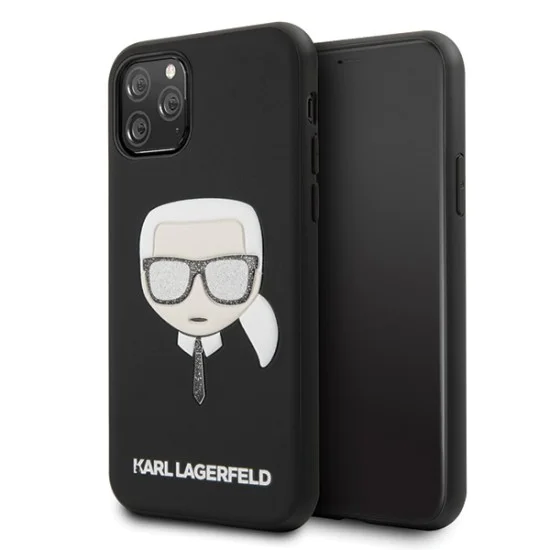 Karl Lagerfeld Iconic Embossed Karl with Glitter series KLHCN58GLBK для Apple iPhone 11 Pro - Чёрный - чехол накладка / бампер из искусственной кожи Karl Lagerfeld Iconic Embossed Karl with Glitter series KLHCN58GLBK для Apple iPhone 11 Pro - Чёрный - чехол накладка / бампер из искусственной кожи