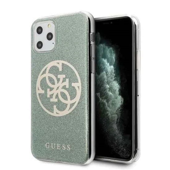 Guess 4G Circle Glitter series GUHCN58PCUGLKA для Apple iPhone 11 Pro - Зелёный - чехол-накладка из силикона и пластика Guess 4G Circle Glitter series GUHCN58PCUGLKA для Apple iPhone 11 Pro - Зелёный - чехол-накладка из силикона и пластика