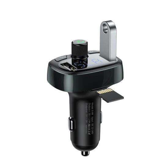 Baseus S-09 Car Kit HandsFree FM Transmitter ar Bluetooth V4.2 EDR 12/24V 2xUSB 3.4A - Melns - USB FM Transmitteris un auto lādētājs, MP3 Audio atskaņotājs, automašinas bezvadu brīvroku sistēma Baseus S-09 Car Kit HandsFree FM Transmitter ar Bluetooth V4.2 EDR 12/24V 2xUSB 3.4A - Melns - USB FM Transmitteris un auto lādētājs, MP3 Audio atskaņotājs, automašinas bezvadu brīvroku sistēma