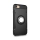 Forcell Carbon Ring Back Case priekš Apple iPhone 11 Pro - Melns - silikona aizmugures apvalks ar gredzenu