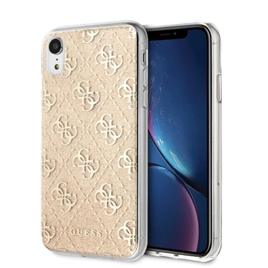 Guess 4G Glitter series Back Case GUHCI61PCU4GLGO priekš Apple iPhone XR - Zelts - silikona-plastikāta apvalks / maciņš Guess 4G Glitter series Back Case GUHCI61PCU4GLGO priekš Apple iPhone XR - Zelts - silikona-plastikāta apvalks / maciņš