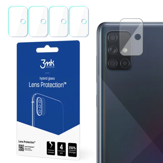 3MK Lens Protection (4 шт.) Hybrid Tempered Glass / Film camera protector для Samsung Galaxy A71 A715 - гибридное защитное стекло для камеры / антиударная плёнка 3MK Lens Protection (4 шт.) Hybrid Tempered Glass / Film camera protector для Samsung Galaxy A71 A715 - гибридное защитное стекло для камеры / антиударная плёнка