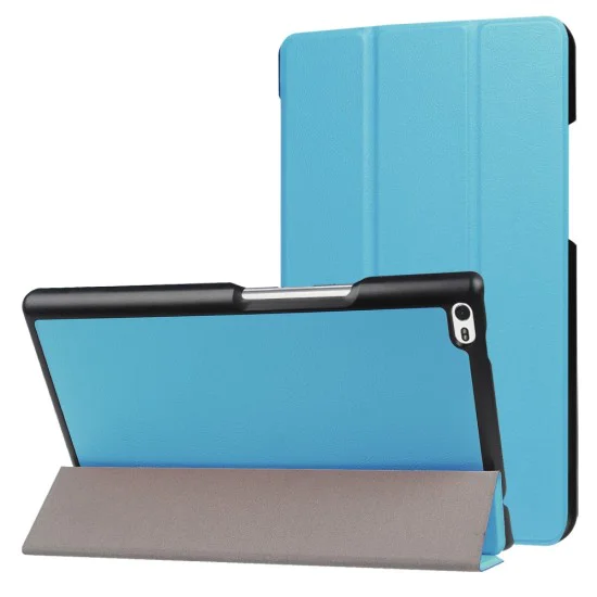 Tri-fold Stand PU Smart Auto Wake/Sleep Leather Case priekš Lenovo Tab 4 8.0 TB-8504 - Gaiši Zils - sāniski atverams maciņš ar stendu Tri-fold Stand PU Smart Auto Wake/Sleep Leather Case priekš Lenovo Tab 4 8.0 TB-8504 - Gaiši Zils - sāniski atverams maciņš ar stendu
