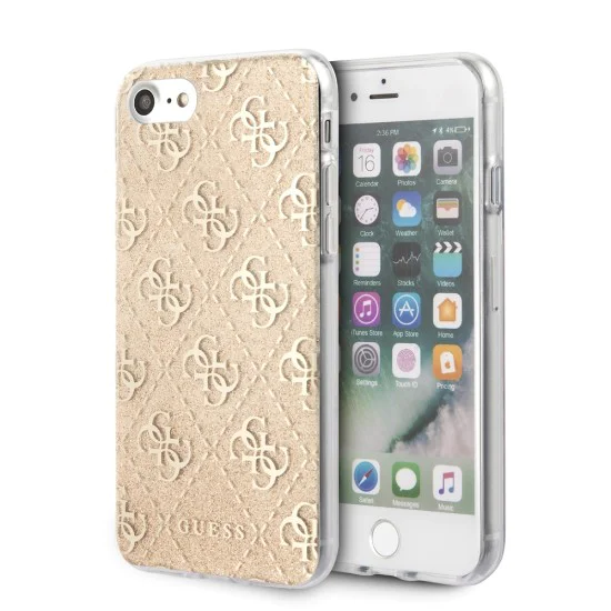 Guess 4G Glitter series Back Case GUHCI8PCU4GLGO для Apple iPhone 7 / 8 / SE2 (2020) / SE3 (2022) - Золотистый - чехол-накладка из силикона и пластика / бампер-крышка Guess 4G Glitter series Back Case GUHCI8PCU4GLGO для Apple iPhone 7 / 8 / SE2 (2020) / SE3 (2022) - Золотистый - чехол-накладка из силикона и пластика / бампер-крышка