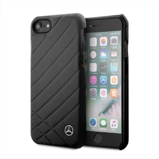 Mercedes Benz Pattern Line series Leather Back Case MEHCI8CLIBK priekš Apple iPhone 7 / 8 / SE2 (2020) / SE3 (2022) - Melns - ādas aizmugures apvalks / bampers-vāciņš Mercedes Benz Pattern Line series Leather Back Case MEHCI8CLIBK priekš Apple iPhone 7 / 8 / SE2 (2020) / SE3 (2022) - Melns - ādas aizmugures apvalks / bampers-vāciņš