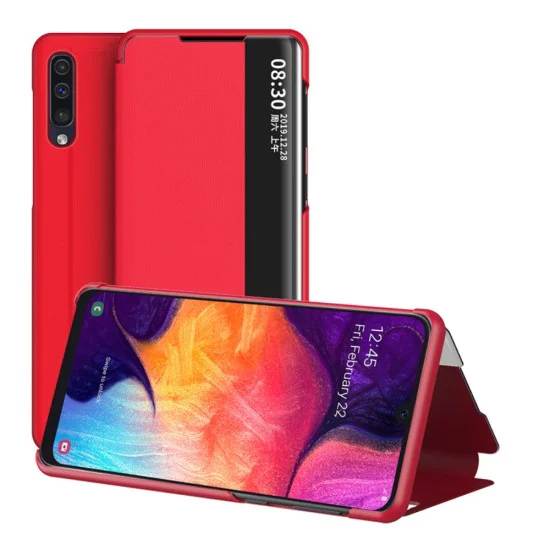 View Window PU Leather Book Case priekš Samsung Galaxy A50 / A50 EE A505 / A30s A307 - Sarkans - sāniski atverams mākslīgas ādas maciņš ar lodziņu un stendu View Window PU Leather Book Case priekš Samsung Galaxy A50 / A50 EE A505 / A30s A307 - Sarkans - sāniski atverams mākslīgas ādas maciņš ar lodziņu un stendu