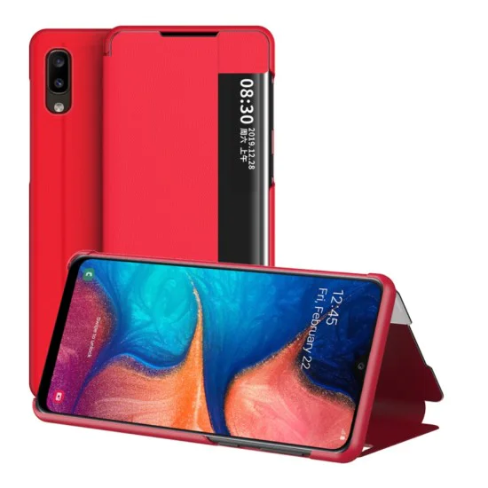 View Window PU Leather Book Case для Samsung Galaxy A20e A202 - Красный - чехол-книжка из искусственной кожи с окошком и стендом / подставкой View Window PU Leather Book Case для Samsung Galaxy A20e A202 - Красный - чехол-книжка из искусственной кожи с окошком и стендом / подставкой