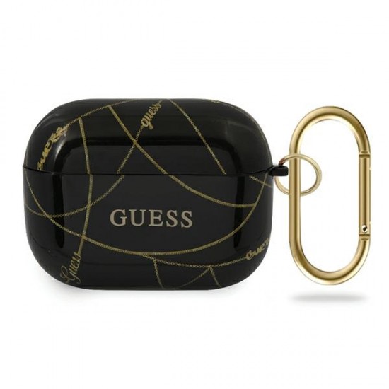 Guess GUACAPTPUCHBK Gold Chain Collection Silicone Case для Apple Airpods Pro - Чёрный - силиконовый чехол для футляра зарядки беспроводных наушников