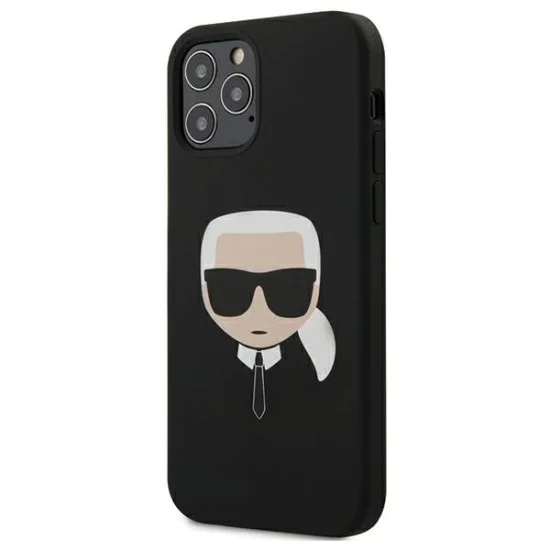 Karl Lagerfeld Karls Head Silicone Back Case KLHCP12MSLKHBK priekš Apple iPhone 12 / 12 Pro - Melns - silikona aizmugures apvalks / bampers-vāciņš Karl Lagerfeld Karls Head Silicone Back Case KLHCP12MSLKHBK priekš Apple iPhone 12 / 12 Pro - Melns - silikona aizmugures apvalks / bampers-vāciņš
