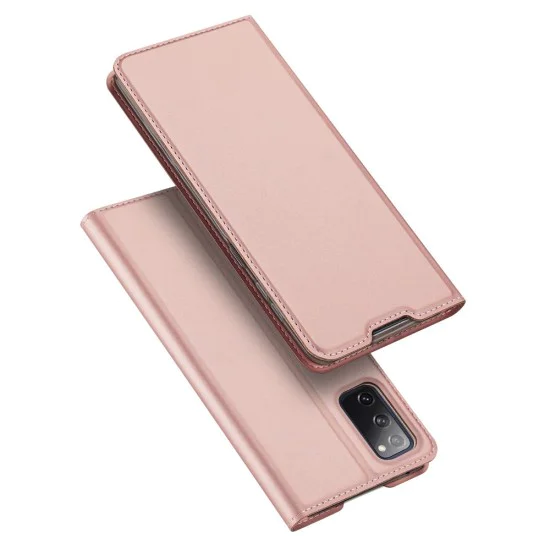 Dux Ducis Skin Pro series priekš Samsung Galaxy S20 FE G780 - Rozā Zelts - sāniski atverams maciņš ar magnētu un stendu Dux Ducis Skin Pro series priekš Samsung Galaxy S20 FE G780 - Rozā Zelts - sāniski atverams maciņš ar magnētu un stendu