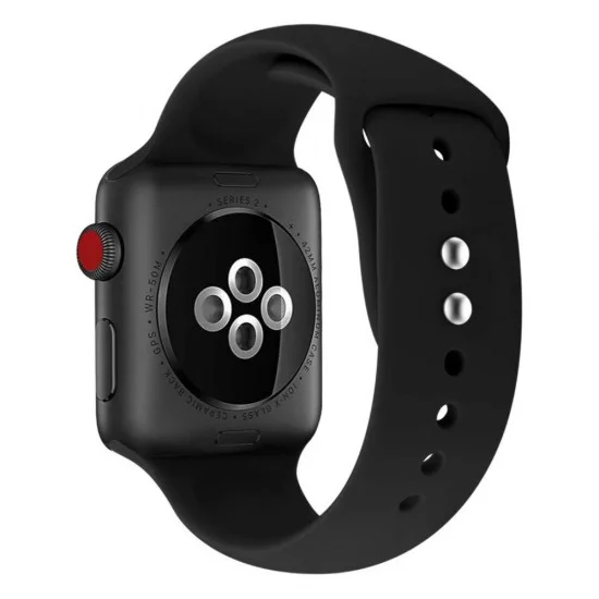 Dual Pin Buckle Silicone Watch Strap priekš Apple Watch 38 / 40 / 41 mm - Melns - silikona siksniņa priekš pulksteņiem ar divām saspraudēm Dual Pin Buckle Silicone Watch Strap priekš Apple Watch 38 / 40 / 41 mm - Melns - silikona siksniņa priekš pulksteņiem ar divām saspraudēm
