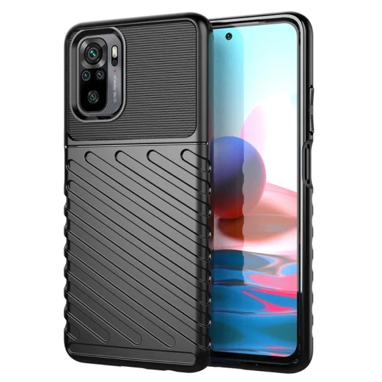 Thunder Series Twill Texture TPU Protector Case для Xiaomi Mi 10T 5G / Mi 10T Pro 5G - Чёрный - противоударная силиконовая накладка / бампер-крышка Thunder Series Twill Texture TPU Protector Case для Xiaomi Mi 10T 5G / Mi 10T Pro 5G - Чёрный - противоударная силиконовая накладка / бампер-крышка
