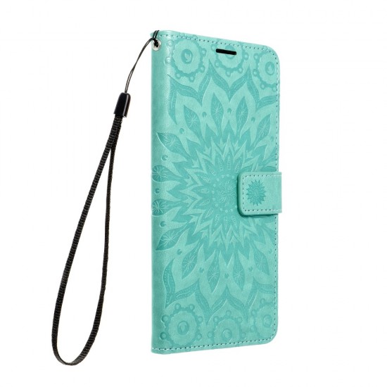 Forcell Mezzo Book Case priekš Samsung Galaxy S21 Ultra G998 - Tirkīzs / Mandala - sāniski atverams maciņš ar stendu un auklu / grāmatveida maks
