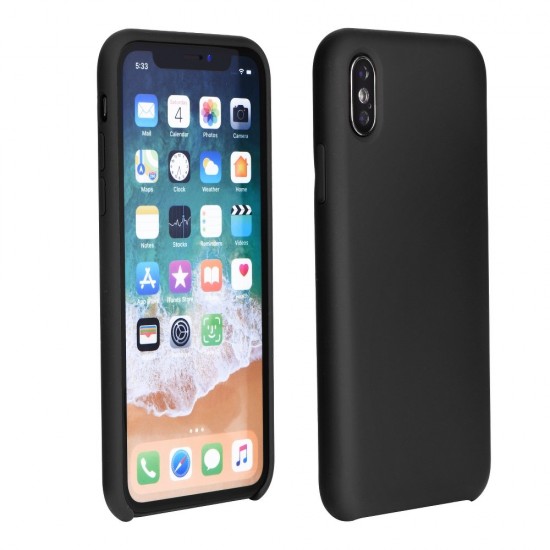 Forcell Silicone Case (Microfiber Soft Touch) priekš Samsung Galaxy A12 A125 - Melns - matēts silikona apvalks / bampers-vāciņš