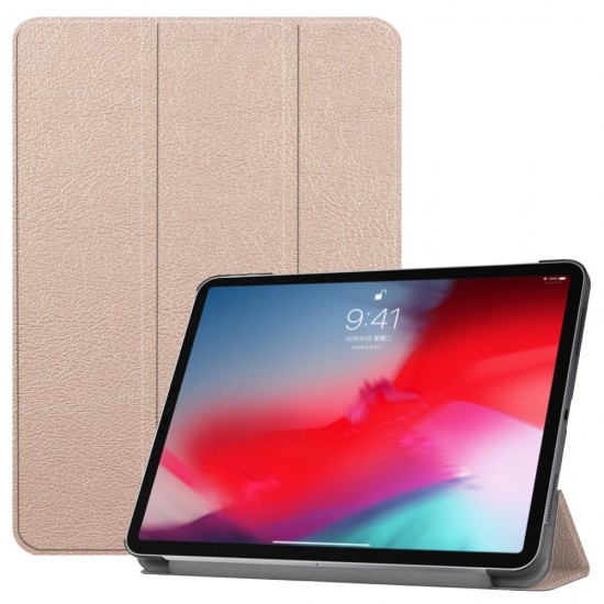 Tri-fold Stand PU Leather Smart Case для Apple iPad Pro 11 (2020 / 2021) - Розовое Золото - чехол-книжка со стендом / подставкой