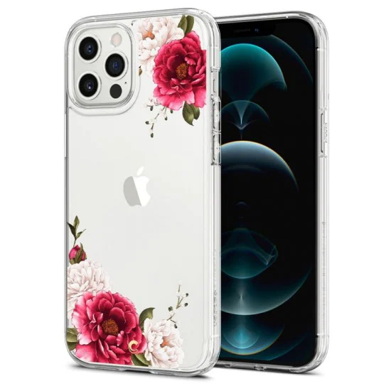 Spigen Cyrill Cecile Back Case priekš Apple iPhone 12 / 12 Pro - Caurspīdīgs / Sarkanas Puķes - silikona aizmugures apvalks / bampers-vāciņš Spigen Cyrill Cecile Back Case priekš Apple iPhone 12 / 12 Pro - Caurspīdīgs / Sarkanas Puķes - silikona aizmugures apvalks / bampers-vāciņš