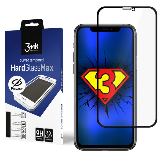 3MK HardGlass Max Privacy Tempered Glass protector для Apple iPhone 11 Pro / XS / X - Чёрное - защитное стекло / бронированое / закалённое антиударное 3MK HardGlass Max Privacy Tempered Glass protector для Apple iPhone 11 Pro / XS / X - Чёрное - защитное стекло / бронированое / закалённое антиударное