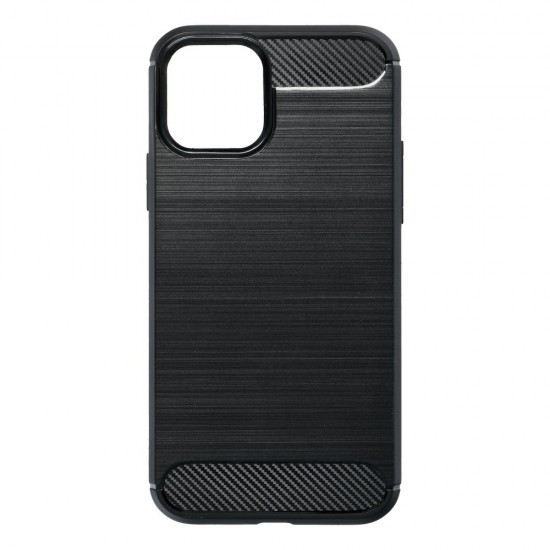 Simple Carbon TPU Back Phone Case для Apple iPhone 13 Pro - Чёрный (с вырезом) - противоударная силиконовая накладка / бампер-крышка