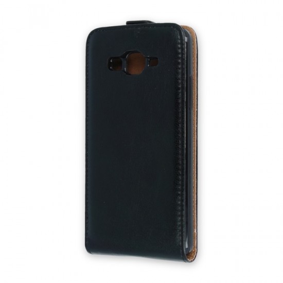 GreenGo Leather Case Plus New priekš Sony Xperia XA F3111 / F3112 - Melns - vertikāli atverams maciņš (ādas telefona maks, leather book vertical flip case cover)