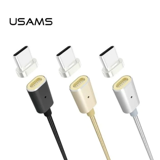 Usams 1.2M U-Link Braided Magnet US-SJ143 2A USB to Type-C cable - Zelts - USB-C magnētisks lādēšanas un datu kabelis / vads Usams 1.2M U-Link Braided Magnet US-SJ143 2A USB to Type-C cable - Zelts - USB-C magnētisks lādēšanas un datu kabelis / vads