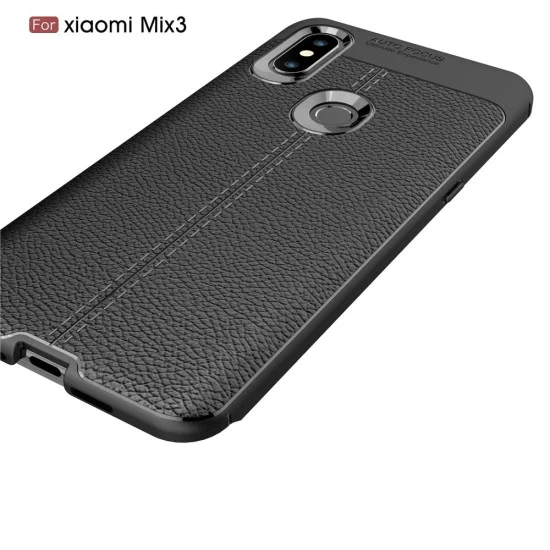Litchi Skin PU Leather Coated TPU Mobile Phone Case priekš Xiaomi Mi Mix 3 - Melns - ādas imitācijas triecienizturīgs silikona aizmugures apvalks (maciņš, bampers, vāciņš, slim cover, bumper, back case) Litchi Skin PU Leather Coated TPU Mobile Phone Case priekš Xiaomi Mi Mix 3 - Melns - ādas imitācijas triecienizturīgs silikona aizmugures apvalks (maciņš, bampers, vāciņš, slim cover, bumper, back case)