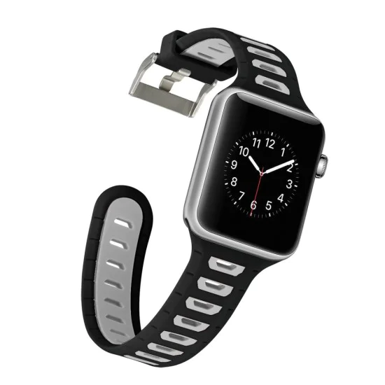 Dual Color Silicone Watch Band для Apple Watch 38 / 40 / 41 mm - Чёрный/Серый - силиконовый ремешок для часов Dual Color Silicone Watch Band для Apple Watch 38 / 40 / 41 mm - Чёрный/Серый - силиконовый ремешок для часов