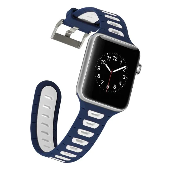 Dual Color Silicone Watch Band для Apple Watch 42 / 44 / 45 mm / Ultra 49 mm - Тёмно Синий/Белый - силиконовый ремешок для часов Dual Color Silicone Watch Band для Apple Watch 42 / 44 / 45 mm / Ultra 49 mm - Тёмно Синий/Белый - силиконовый ремешок для часов