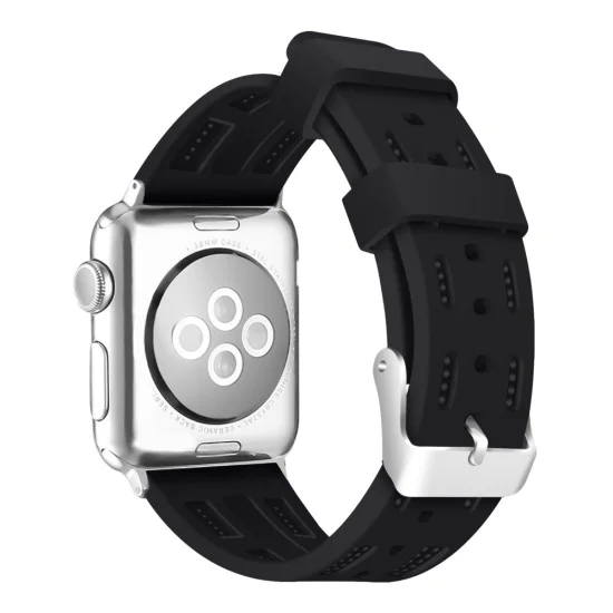 Soft Silicon Adjustable Watch Band priekš Apple Watch 42 / 44 / 45 mm / Ultra 49 mm - Melns - silikona siksniņas (jostas) priekš pulksteņiem Soft Silicon Adjustable Watch Band priekš Apple Watch 42 / 44 / 45 mm / Ultra 49 mm - Melns - silikona siksniņas (jostas) priekš pulksteņiem