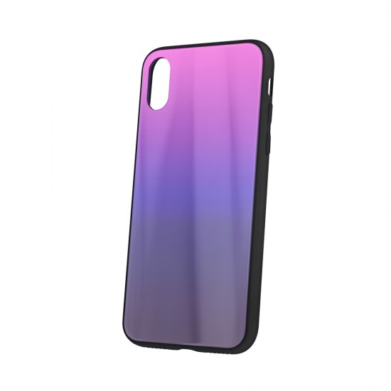 Aurora Glass Back Case для Huawei Y7 (2019) - Розовый / Чёрный - накладка / бампер из силикона и стекла (крышка чехол, TPU back cover, bumper shell)