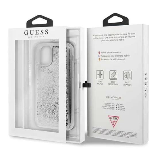 Guess Glitter Hearts Liquid series GUHCN65GLHFLSI priekš Apple iPhone 11 Pro Max - Sudrabains - plastikāta apvalks (bampers, vāciņš, slim TPU case cover, bumper) Guess Glitter Hearts Liquid series GUHCN65GLHFLSI priekš Apple iPhone 11 Pro Max - Sudrabains - plastikāta apvalks (bampers, vāciņš, slim TPU case cover, bumper)
