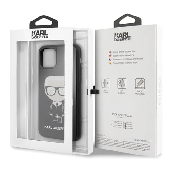 Karl Lagerfeld Iconic Karl Glitter series Back Case KLHCN58DLFKBK для Apple iPhone 11 Pro - Чёрный - чехол-накладка из силикона и пластика Karl Lagerfeld Iconic Karl Glitter series Back Case KLHCN58DLFKBK для Apple iPhone 11 Pro - Чёрный - чехол-накладка из силикона и пластика
