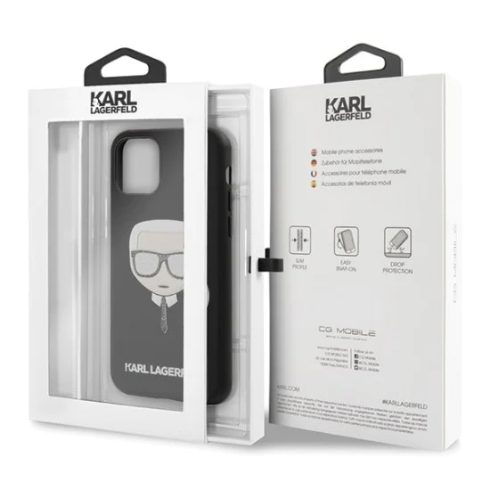 Karl Lagerfeld Iconic Embossed Karl with Glitter series KLHCN58GLBK для Apple iPhone 11 Pro - Чёрный - чехол накладка / бампер из искусственной кожи Karl Lagerfeld Iconic Embossed Karl with Glitter series KLHCN58GLBK для Apple iPhone 11 Pro - Чёрный - чехол накладка / бампер из искусственной кожи
