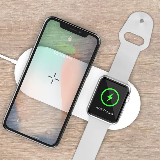 Devia Smart Fast 12W Qi Wireless Charging for Phone and Watch - Balts - Universāls induktīvs bezvadu USB lādētājs paliktnis Devia Smart Fast 12W Qi Wireless Charging for Phone and Watch - Balts - Universāls induktīvs bezvadu USB lādētājs paliktnis